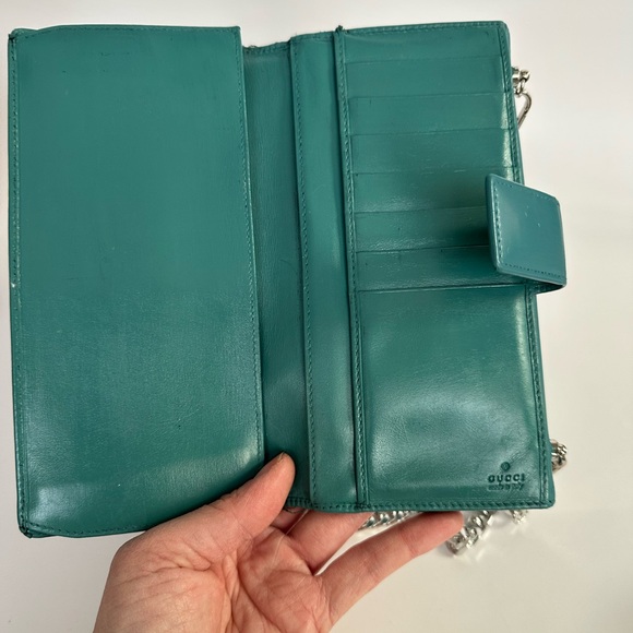 GUCCI GG Aqua Trim Monogram Wallet on Chain w/ auth cert - Picture 4 of 12